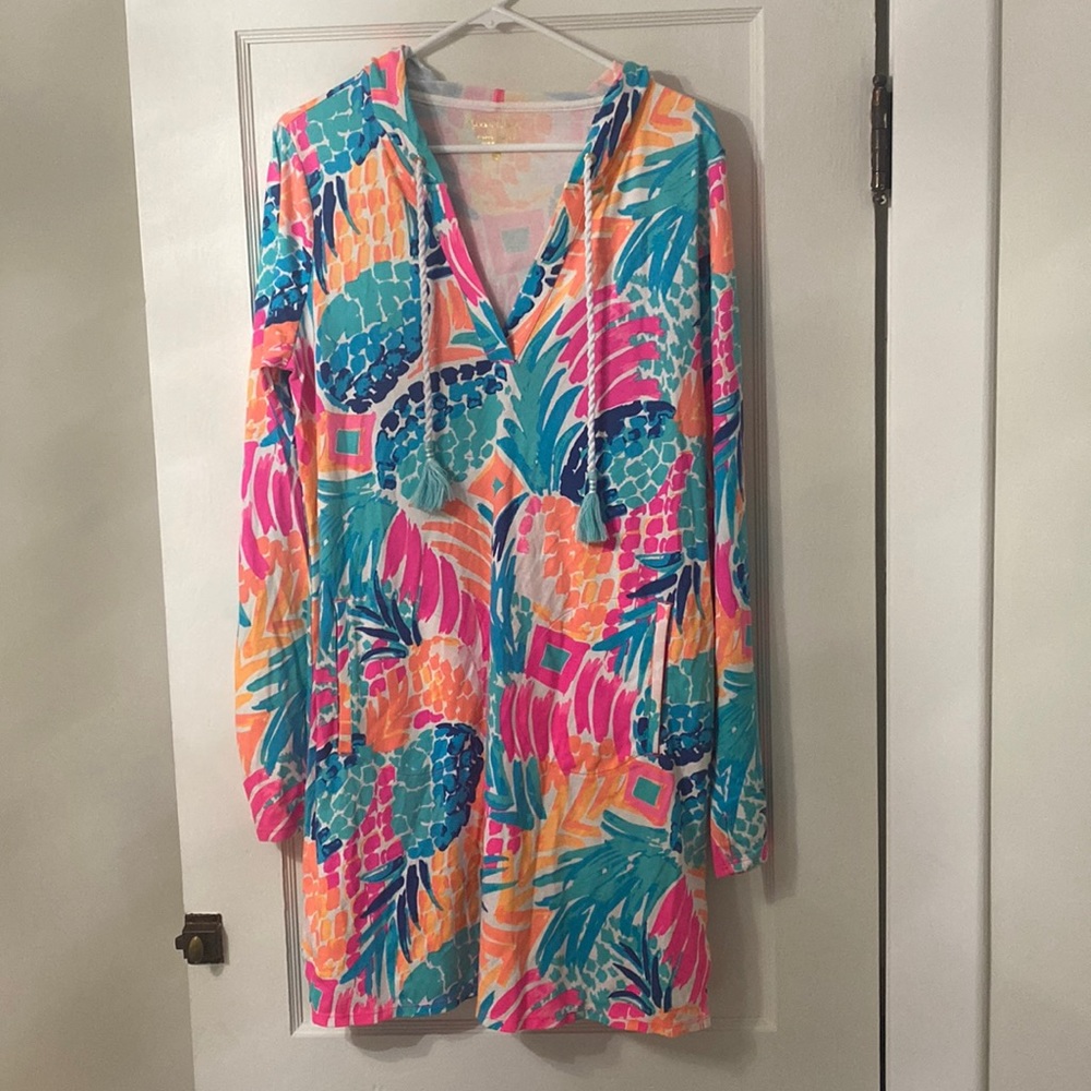 Lilly Pulitzer Multicolor Tropical Print Swim Coverup - Pink, Teal, Orange